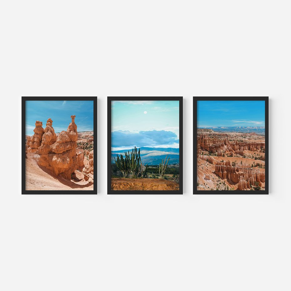 Zestaw obrazy w ramie 30x40 galeria - Kanion, pustynia, widok, pejzaż - rama czarna
