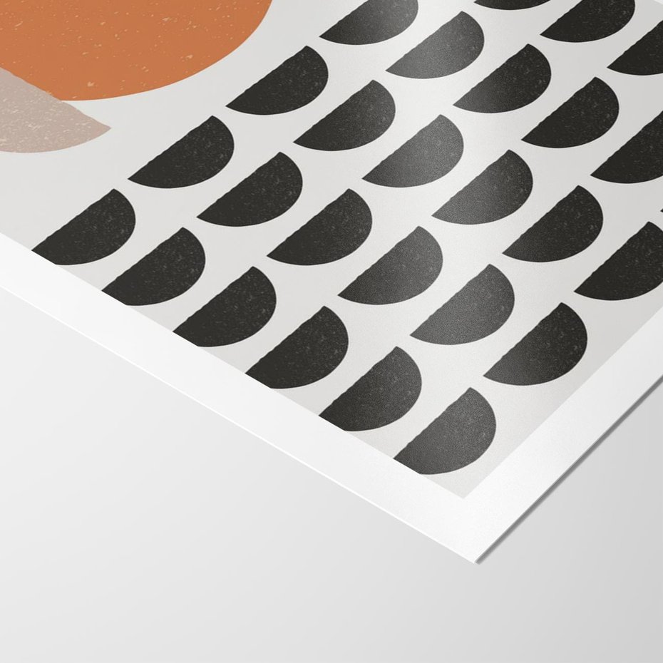 Plakat bez ramy 40x50 - Geometryczna Ekspresja - geometryczny graficzny obraz, pomarańczowe koło