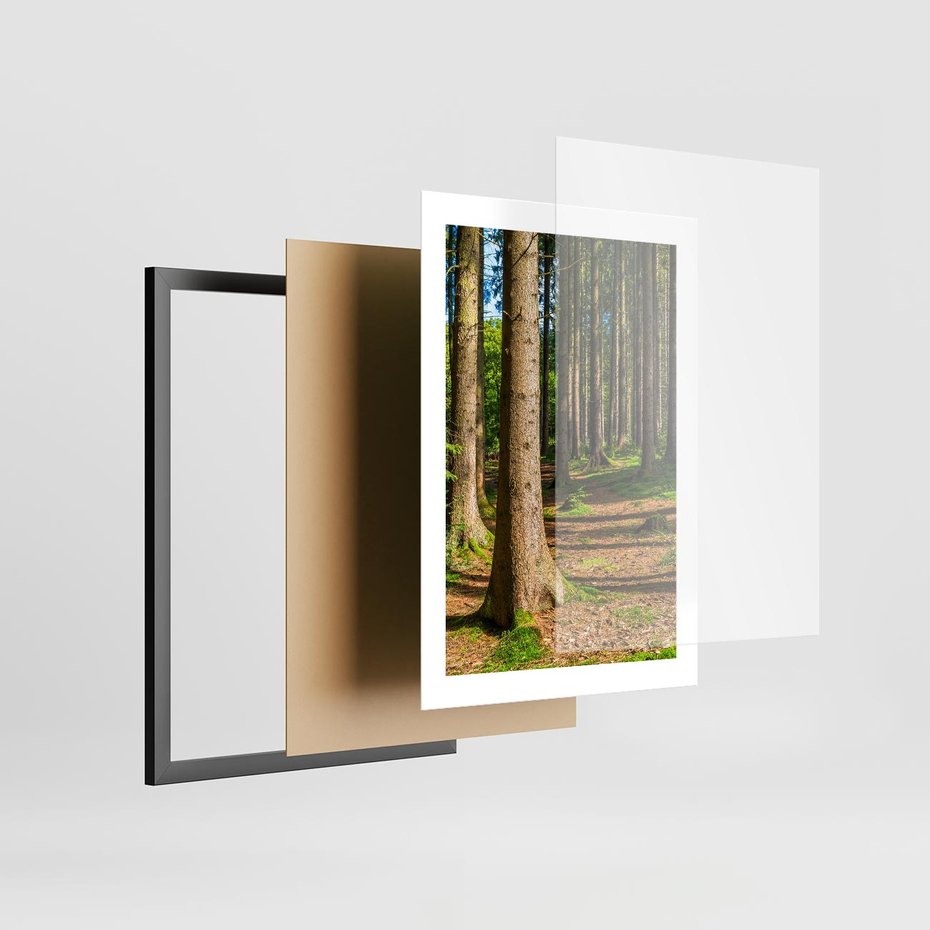 Plakat w ramie 30x40 - Las: harmonia natury - las, drzewa - rama czarna