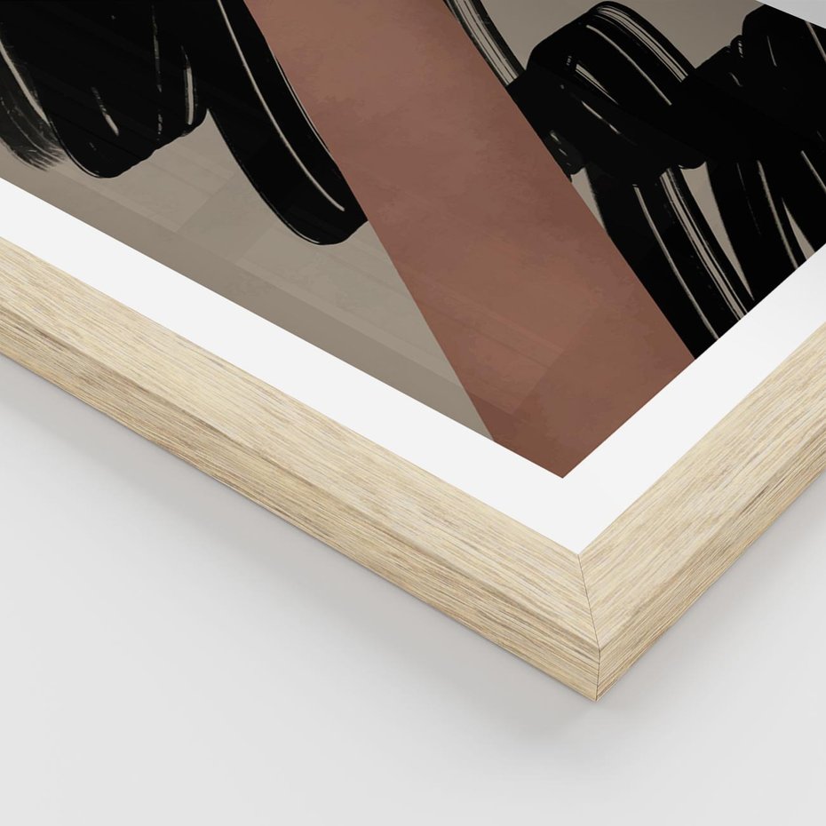 Plakat w ramie 40x50 - Mroczne Refrakcje - abstrakcja, czarne splatane linie - rama drewno