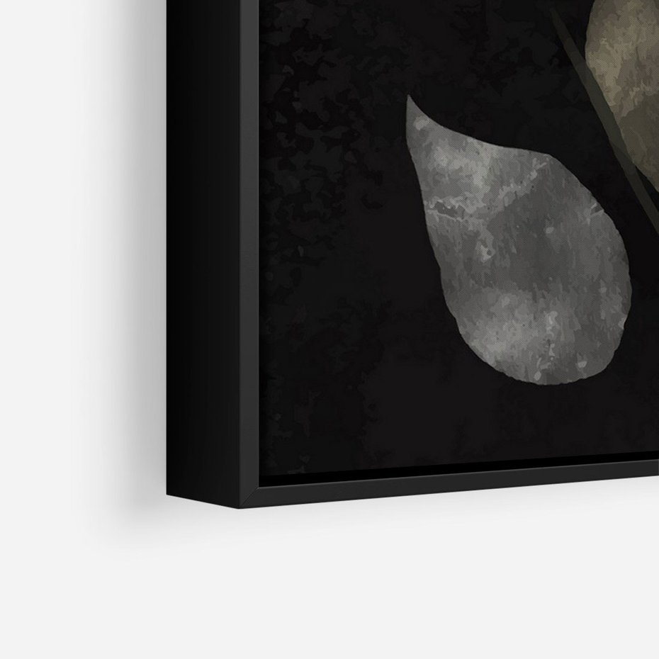 Obraz w ramie 50x70 - Mroczne Złudzenia - abstrakcyjne liście, mroczna atmosfera - rama czarna