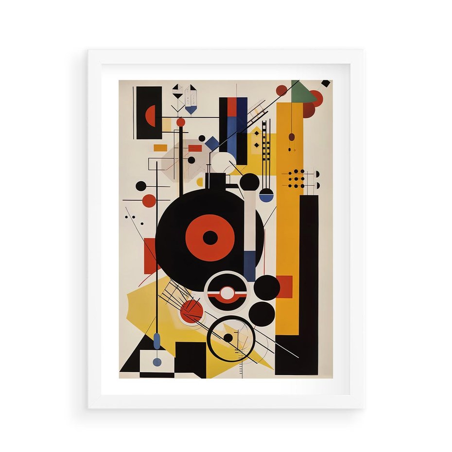 Plakat w ramie 50x70 - Wnętrza Refleksyjnego Światła - modernistyczny obraz, styl bauhaus - rama biała