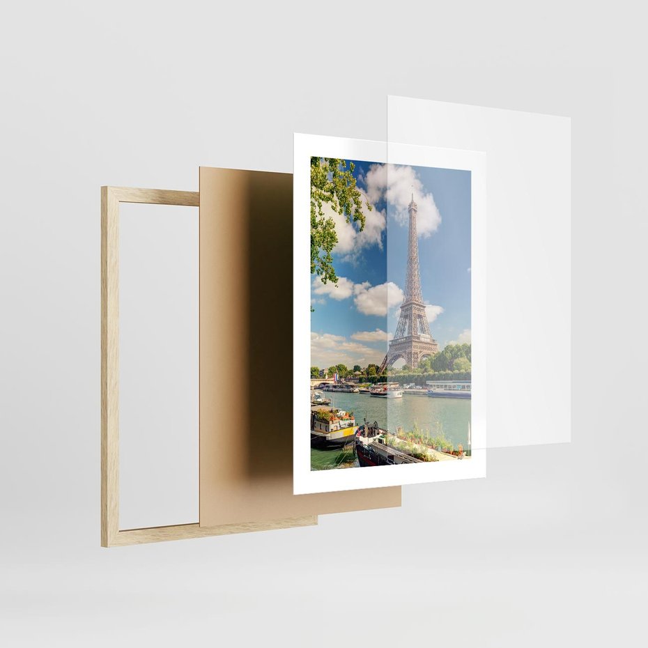 Plakat w ramie 30x40 - Paryżska ikona Francji - wieża Eiffla, Paryż - rama drewno