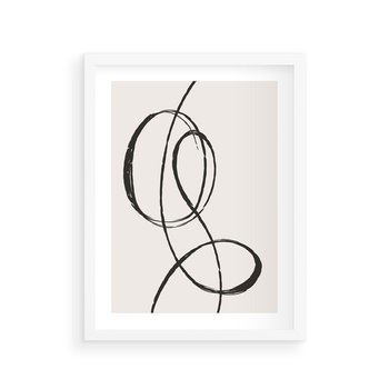 Plakat w ramie 50x70 - Zaklęte Linie - abstrakcyjne szkicowane linie, minimalizm - rama biała