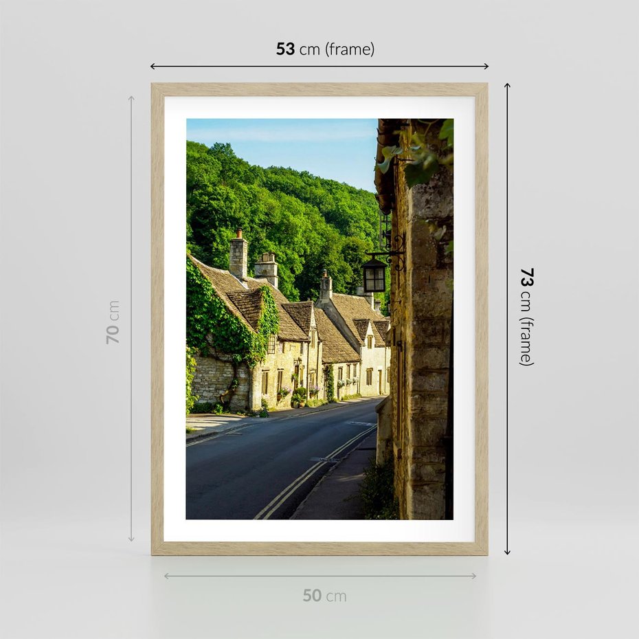 Plakat w ramie 50x70 - Odkryj tajemnice miasta - uliczka, perspektywa - rama drewno