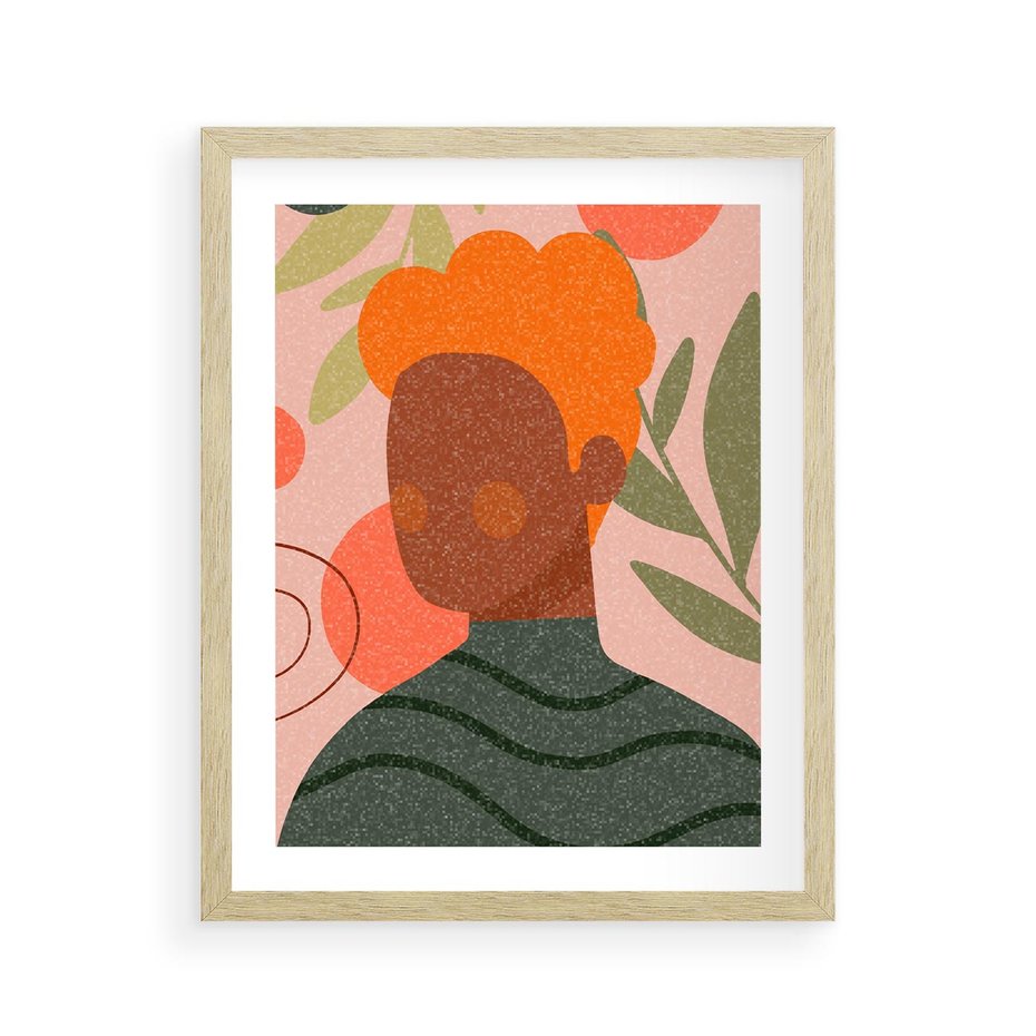 Plakat w ramie 40x50 - Kobieca Przestrzeń - nowoczesny plakat, styl retro - rama drewno