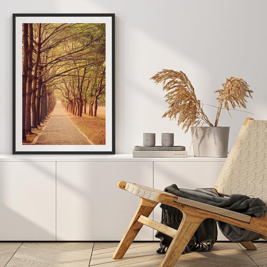 Plakat bez ramy 30x40 - Wędrówka między drzewami - droga, drzewa