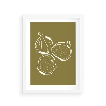 Plakat w ramie 50x70 - Podróżne Barwy - figi, minimalistyczny styl - rama biała