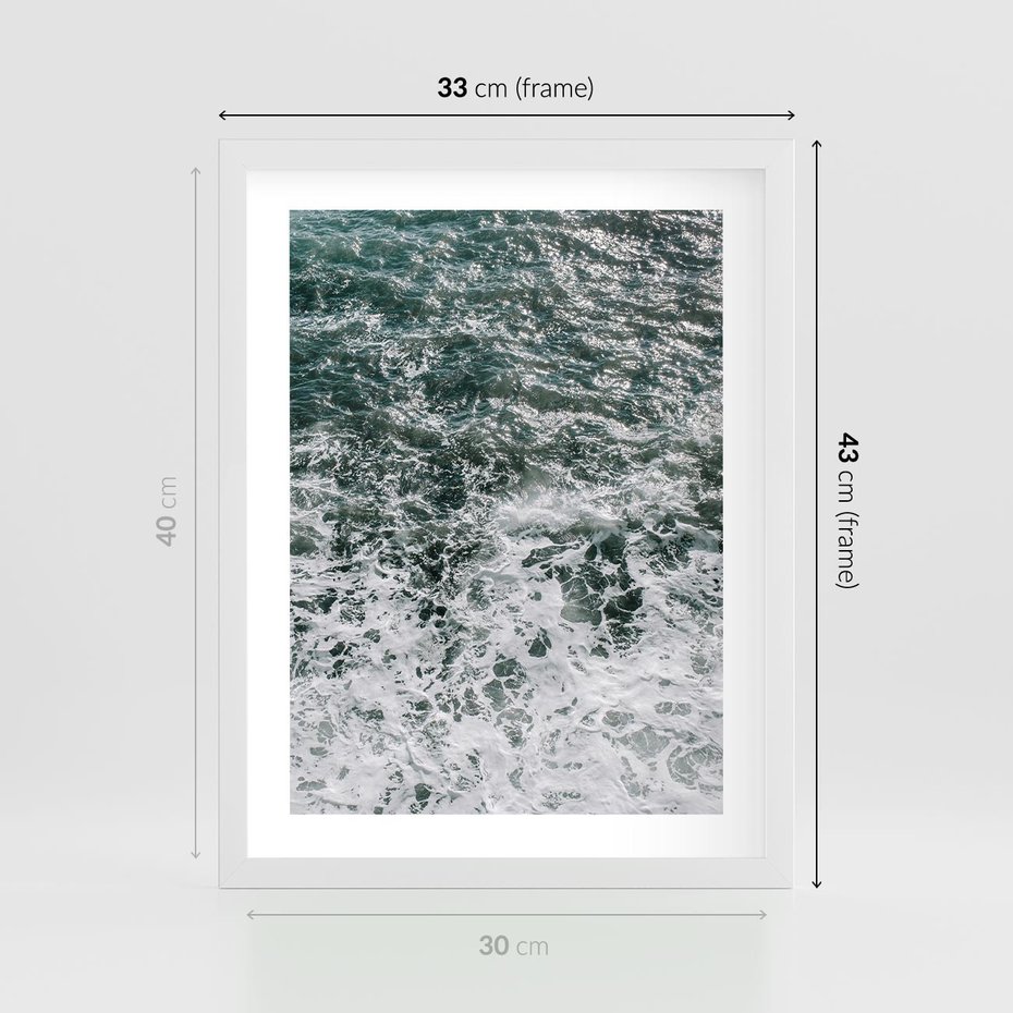 Plakat w ramie 30x40 - Sztormowa Przygoda - morze, ocean - rama biała