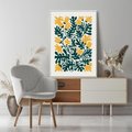 Obraz w ramie 80x120 - Impulsy Kreatywności - abstrakcyjne żółte kwiaty, kompozycja - rama biała