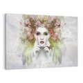 Obraz na płótnie 70x50 - Abstrakcyjna Ekspresja - Twarz w Kwiatowym Wirze - abstrakcja, twarz