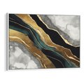 Obraz w ramie 70x50 - Refrakcje płynącej rzeczywistości - jak marmurowa rzeka, linie złota - rama biała