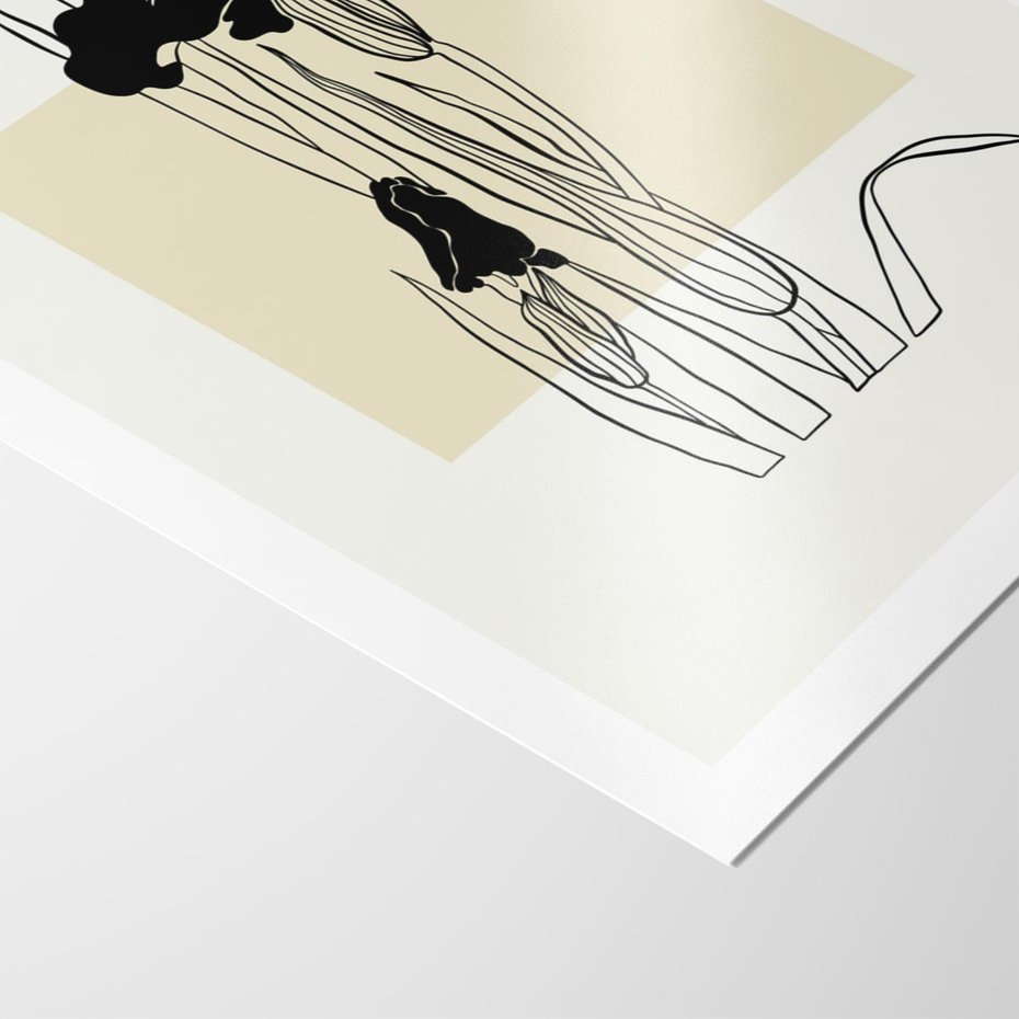 Plakat bez ramy 21x30 - Rozkwitające w konturach - irys, kwiaty