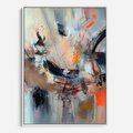 Obraz w ramie 80x120 - Kontrapunkty zatajonych uczuć - dynamiczna abstrakcja, bałagan na płótnie - rama biała