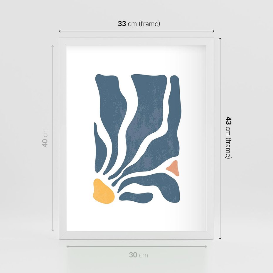 Plakat w ramie 30x40 - Szkice Kwiatowych Promieni - nowoczesna kwiatowa grafika, styl retro - rama biała