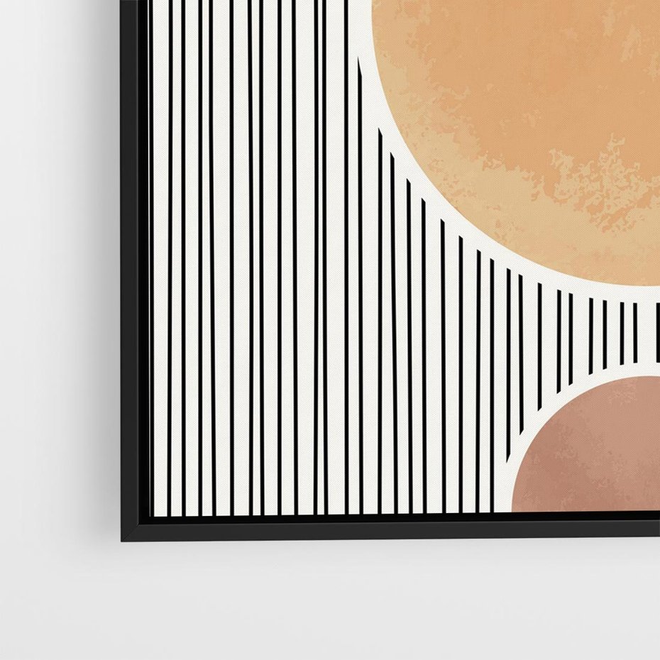 Obraz w ramie 50x50 - Taniec Linii - abstrakcyjna nowoczesna sztuka, koła okręgi - rama czarna