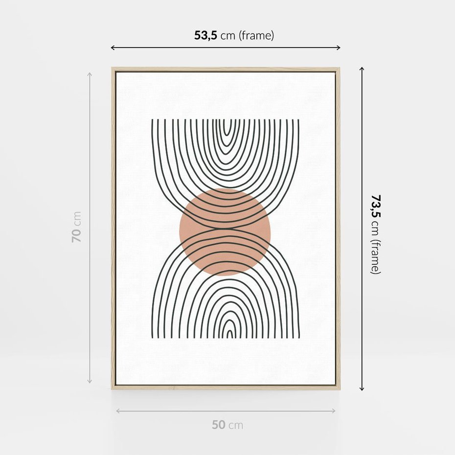 Obraz w ramie 50x70 - Przenikające Widzenia - półkola, koło - rama drewno
