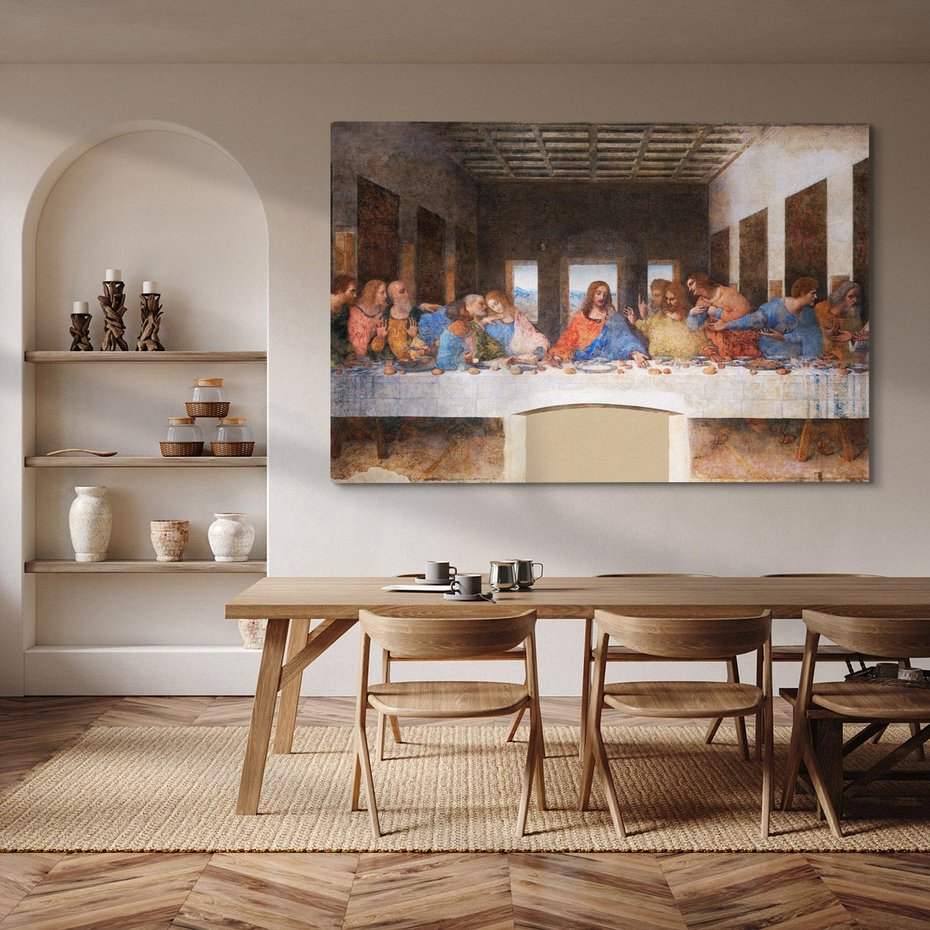 Obraz na płótnie 120x80 - "Ostatnia Wieczerza" (1495-1498) Leonardo da Vinci - Reprodukcja - reprodukcja, obraz na płótnie