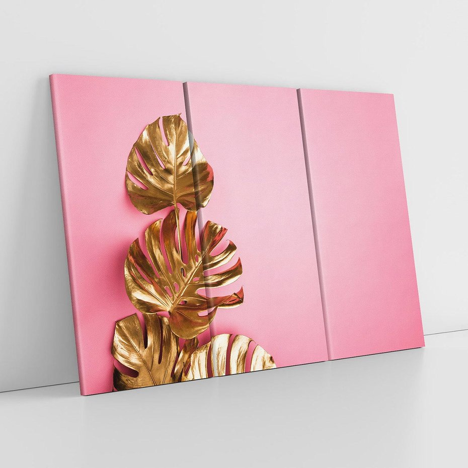 Obraz na płótnie 120x80 - Luksusowa Elegancja - złote, liście