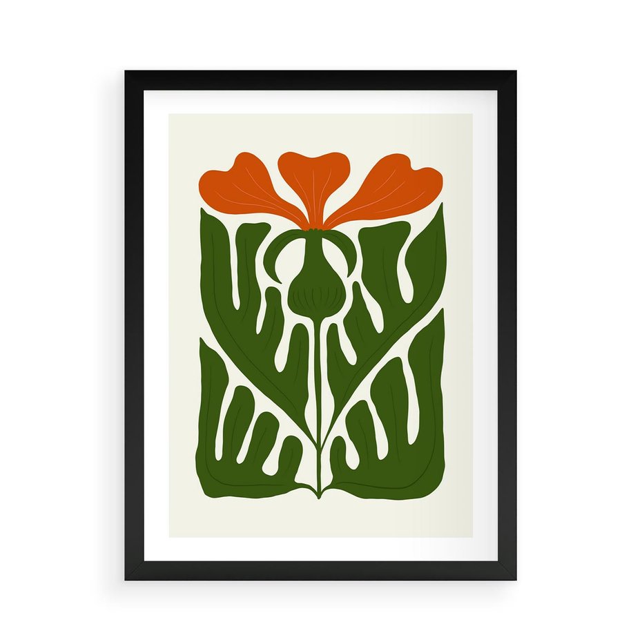 Plakat w ramie 50x70 - Minimalistyczny Urok Kwiatu - kwiat, sztuka nowoczesna - rama czarna