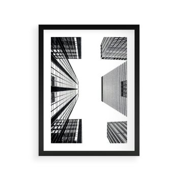 Plakat w ramie 40x50 - Architektoniczna Symetria - architektura, wysoki wieżowiec - rama czarna