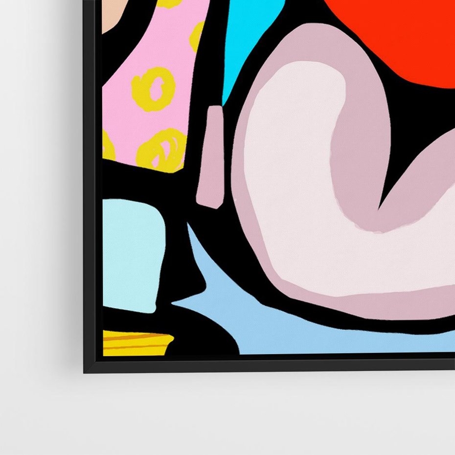 Obraz w ramie 50x50 - Czarny Komiks - abstrakcyjne formy, komiksowy styl - rama czarna