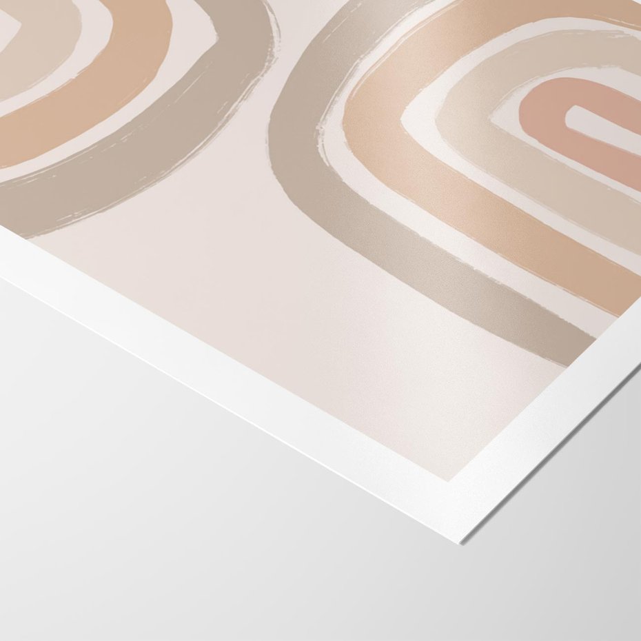 Plakat bez ramy 30x40 - Migotliwe Tęczowe Przestrzenie - abstakcyjne tęcze, delikatne odcienie beżu