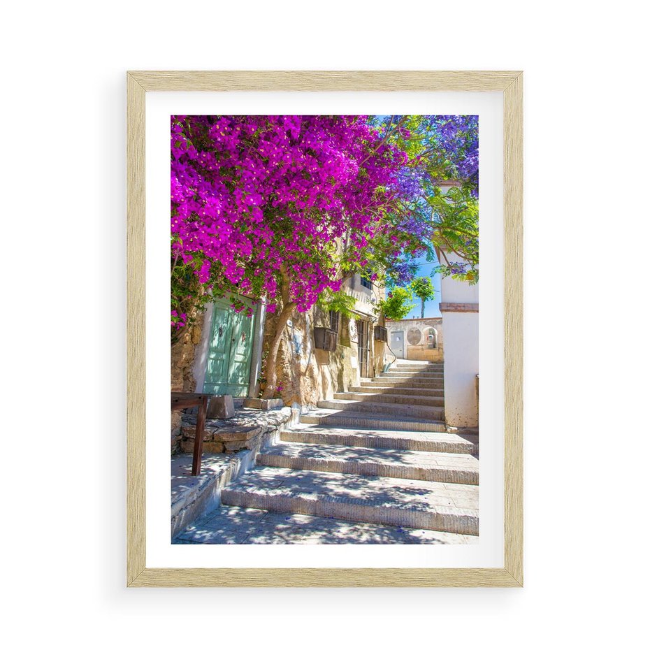 Plakat w ramie 50x70 - Urok Zaklętej Przestrzeni - uliczka, perspektywa - rama drewno