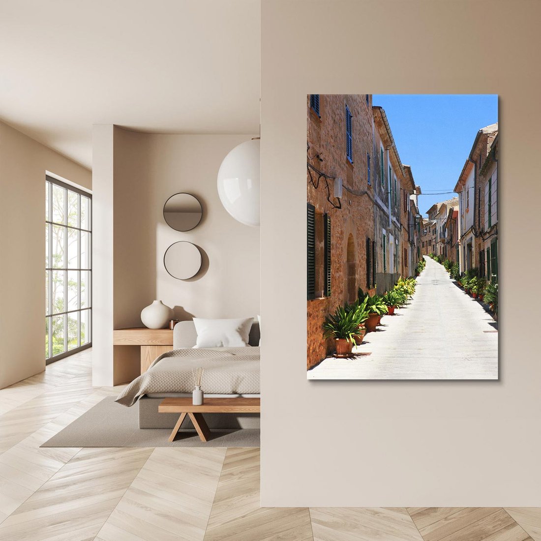 Obraz na płótnie 50x70 - Urok uliczki: perspektywa miasta - uliczka, perspektywa