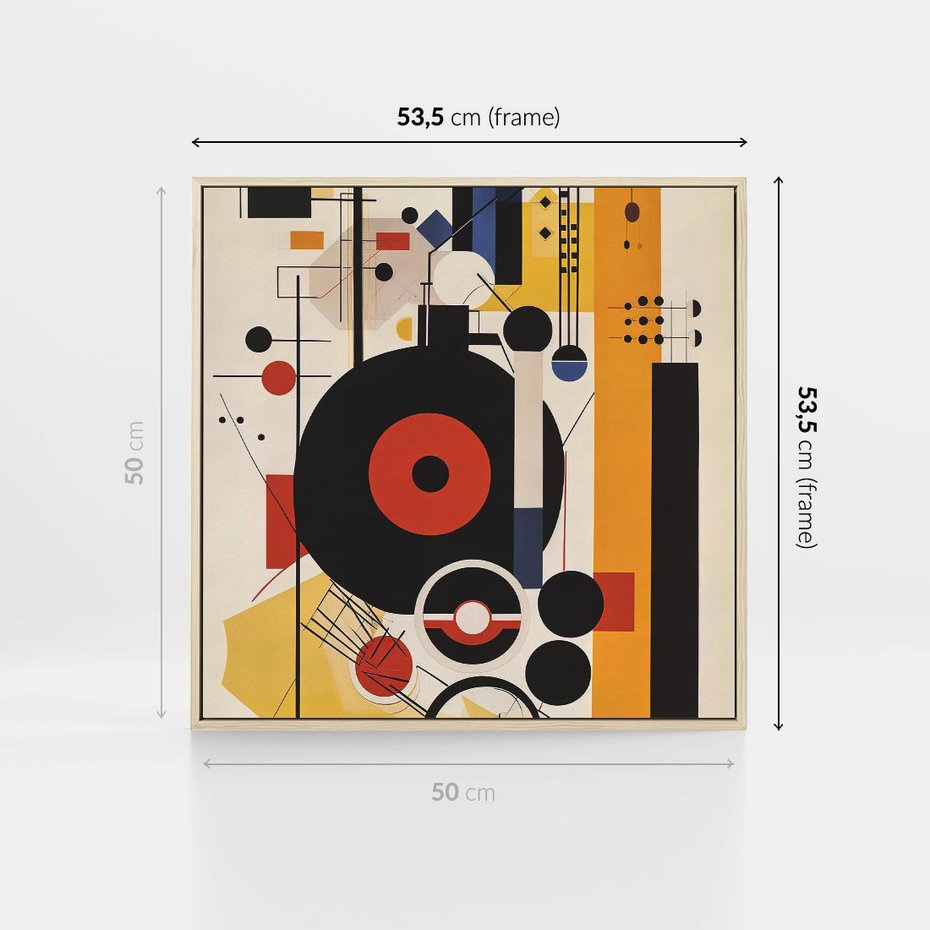 Obraz w ramie 50x50 - Wnętrza Refleksyjnego Światła - modernistyczny obraz, styl bauhaus - rama drewno