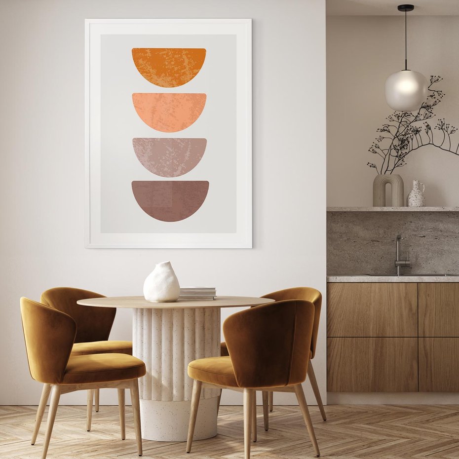 Plakat w ramie 30x40 - Minimalizm i Geometria - minimalistyczny obraz, mid-century styl - rama biała