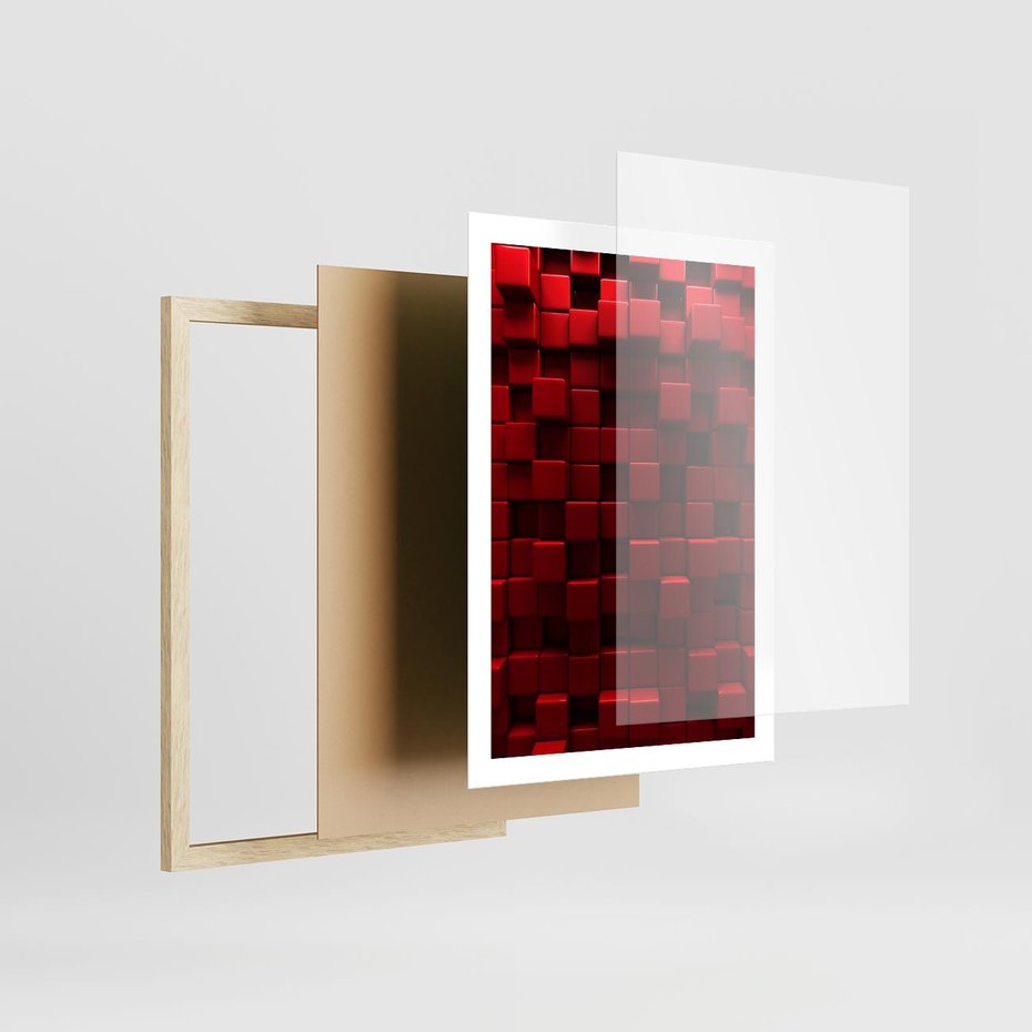 Plakat w ramie 50x70 - Geometryczne 3D: wizja przestrzeni - geometryczne, 3D - rama drewno