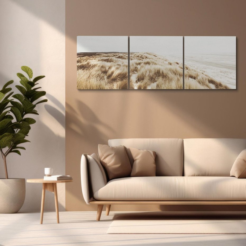 Obraz na płótnie 120x40 - Nadmorskie Wydmy - fotografia, kolory sepii