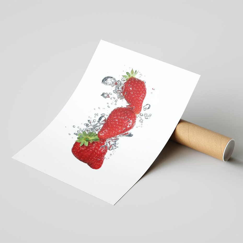 Plakat bez ramy 40x50 - Aromatyczne truskawki w pełnym rozkwicie - truskawki, owoce