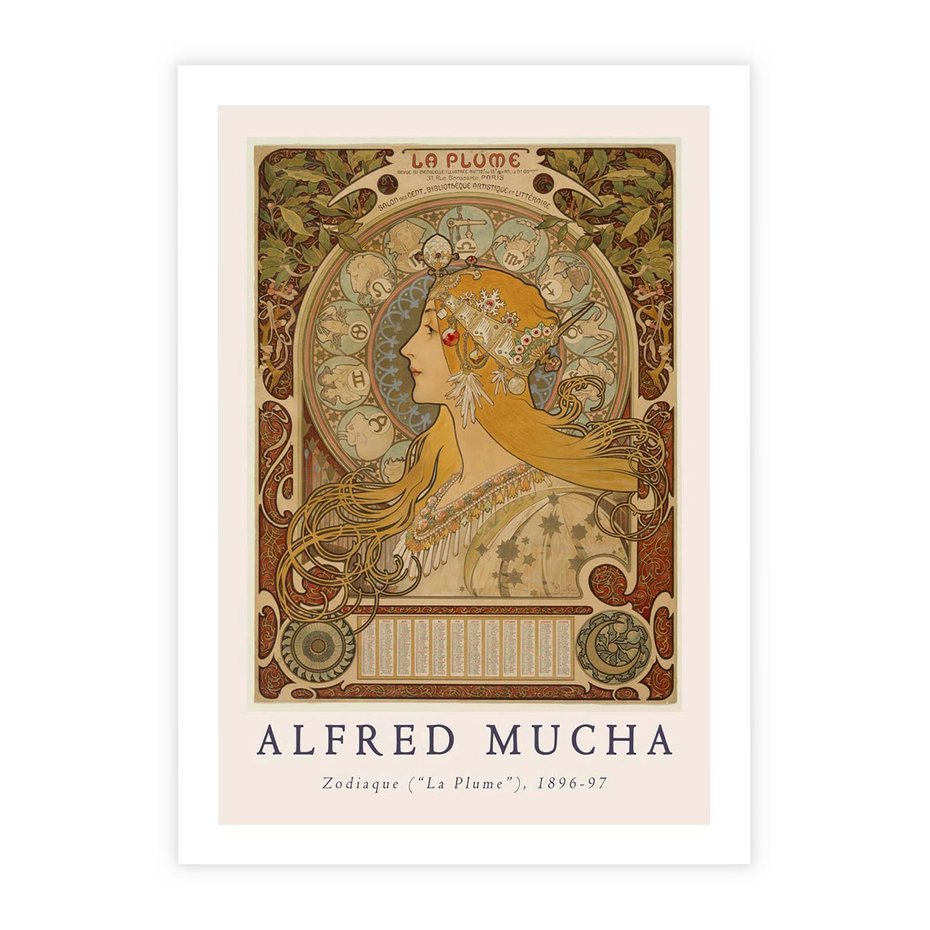 Plakat bez ramy 21x30 - Mucha: Reprodukcja i Typografia na Plakacie - reprodukcja, alfons mucha