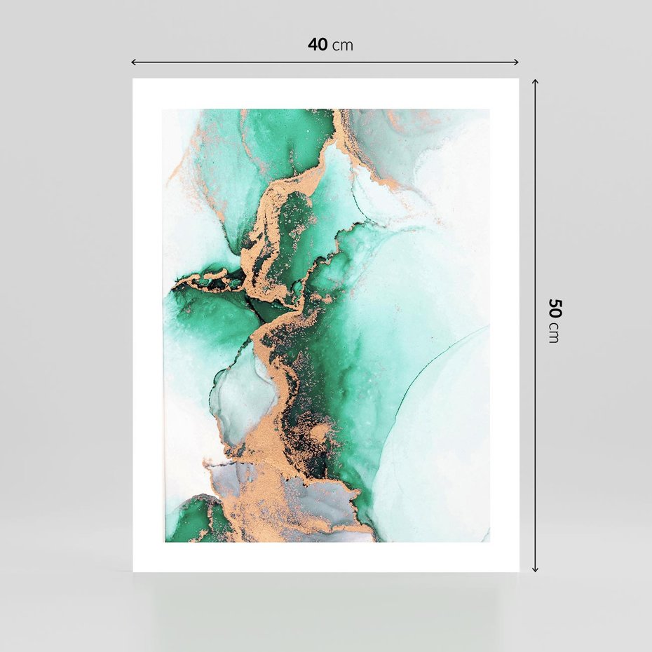 Plakat bez ramy 40x50 - Marmur, Zieleń i Złoto - marmur, zieleń i złoto