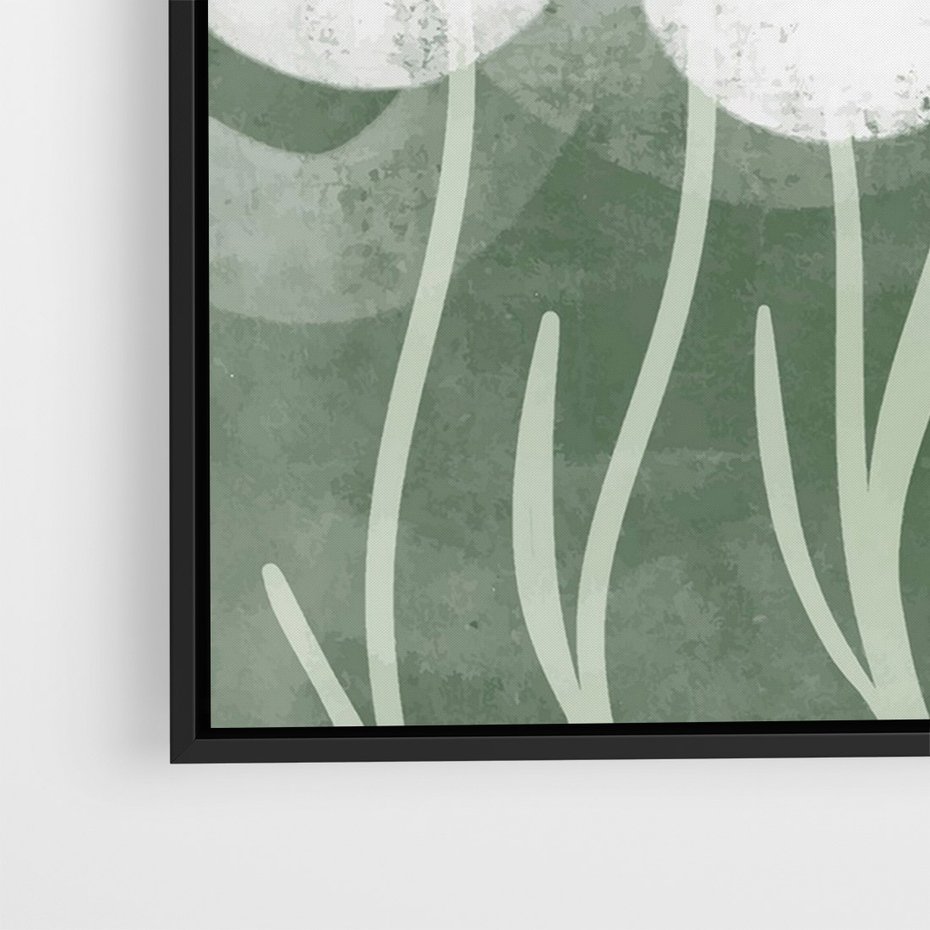 Obraz w ramie 50x70 - Spokojne Plamy Natury - zielony plakat, roślinne motywy - rama czarna