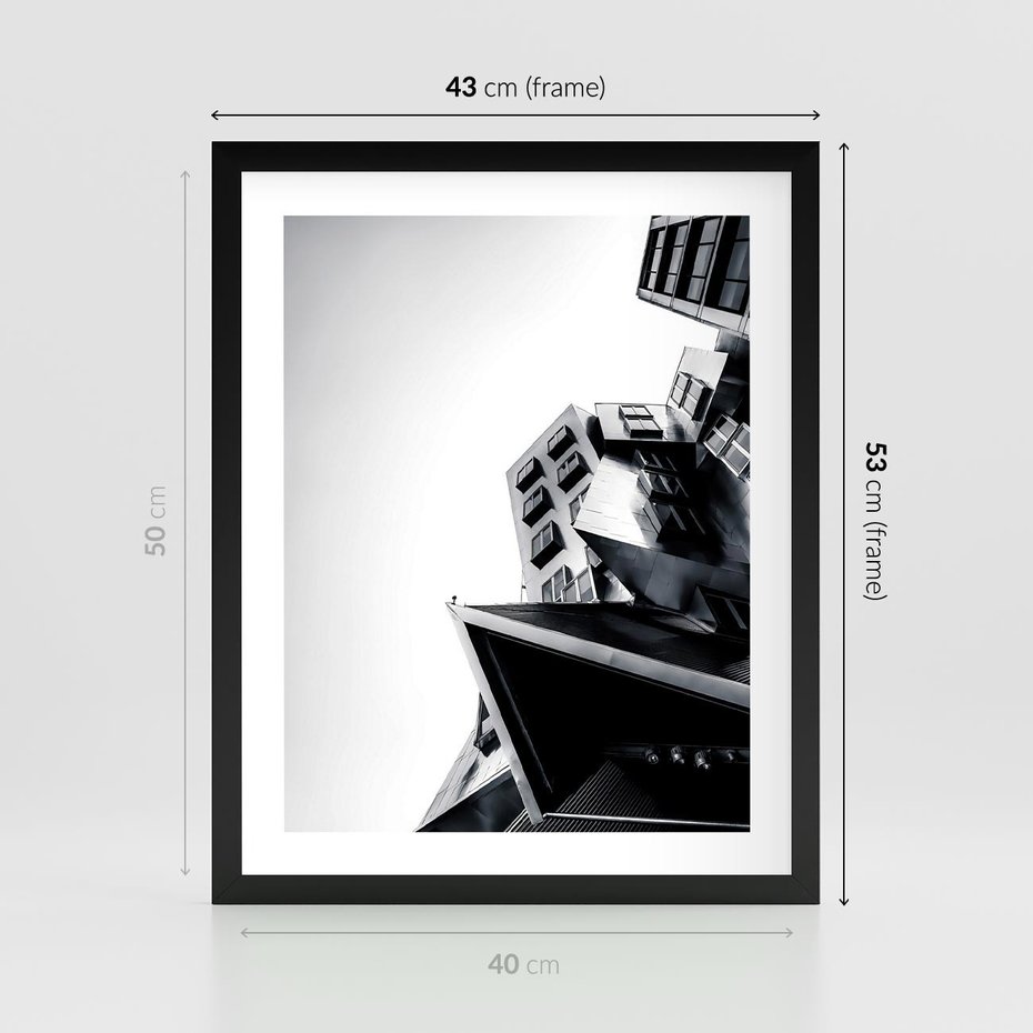 Plakat w ramie 40x50 - Czarno-Biały Świat - architeltura, surowość - rama czarna
