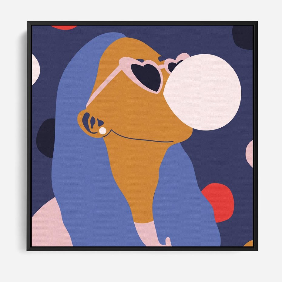 Obraz w ramie 50x50 - Odbicie Kobiety - nowoczesny plakat, styl retro - rama czarna