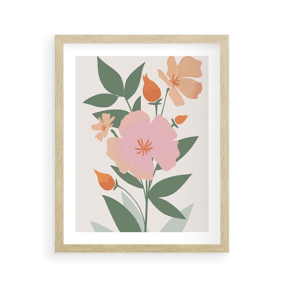 Plakat w ramie 40x50 - Kwiatowe Nastroje - kwiat, sztuka nowoczesna - rama drewno