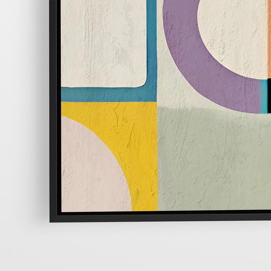 Obraz w ramie 50x50 - Taniec Kształtów Emocji - abstrakcyjne geometryczne kształty, olejny obraz - rama czarna