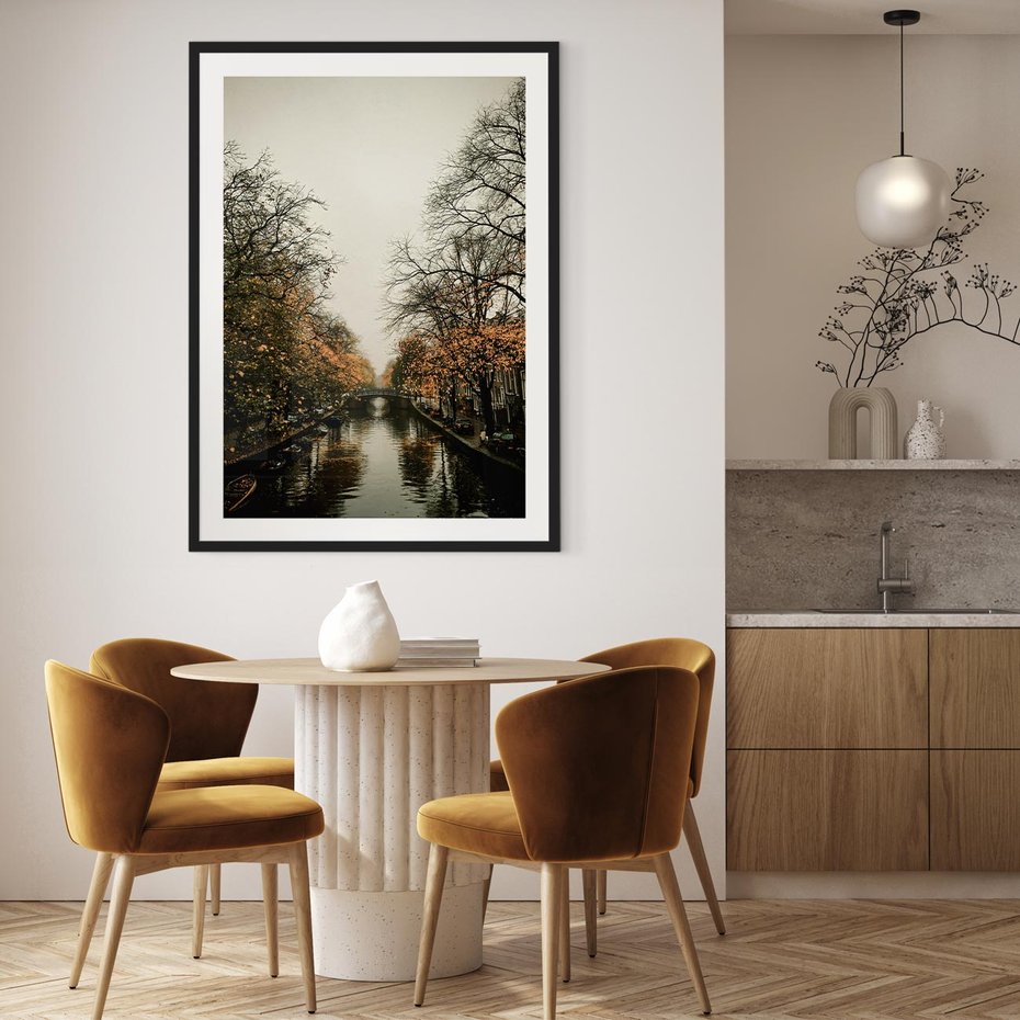 Plakat w ramie 40x50 - Jesienne Spacerki po Holenderskich Kanałach - kanały, Holandia - rama czarna