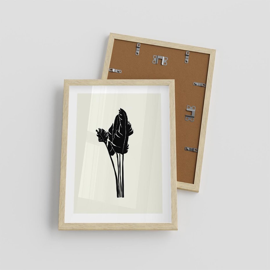 Plakat w ramie 30x40 - Elegancja Palm - nowoczesna sztuka, minimalistyczny styl - rama drewno