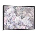 Obraz w ramie 100x70 - Malowane oddechy istnienia - pomieszane tekstury, kwiatowe elementy - rama czarna