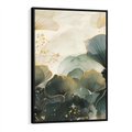 Obraz w ramie 50x70 - Natura w Złotym Odcieniu - złote elementy, liście miłorzębu japońskiego - rama czarna