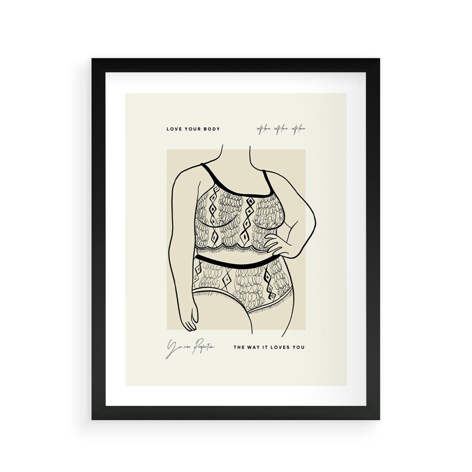 Plakat w ramie 40x50 - Spojrzenia Wewnętrznych Widoków - nowoczesna sztuka kobieca, plakat - rama czarna