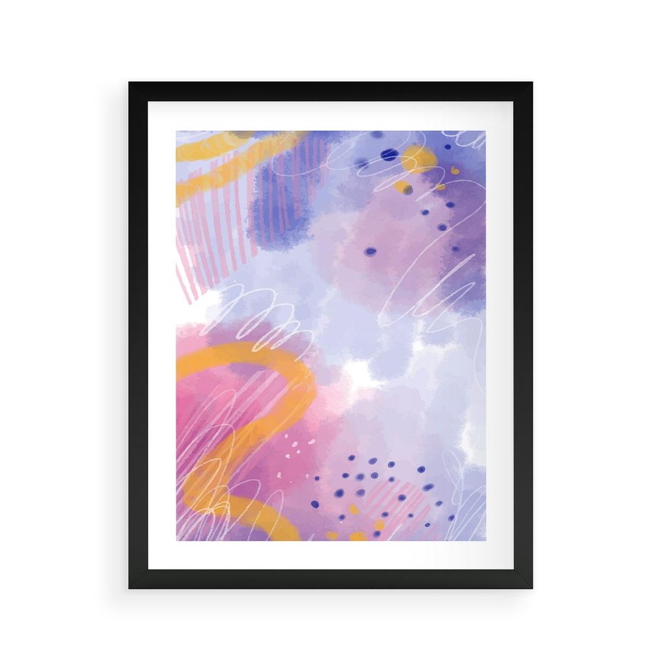 Plakat w ramie 40x50 - Migotliwe Wnętrza Kształtów - abstrakcyjny plakat, pastelowe kolory - rama czarna