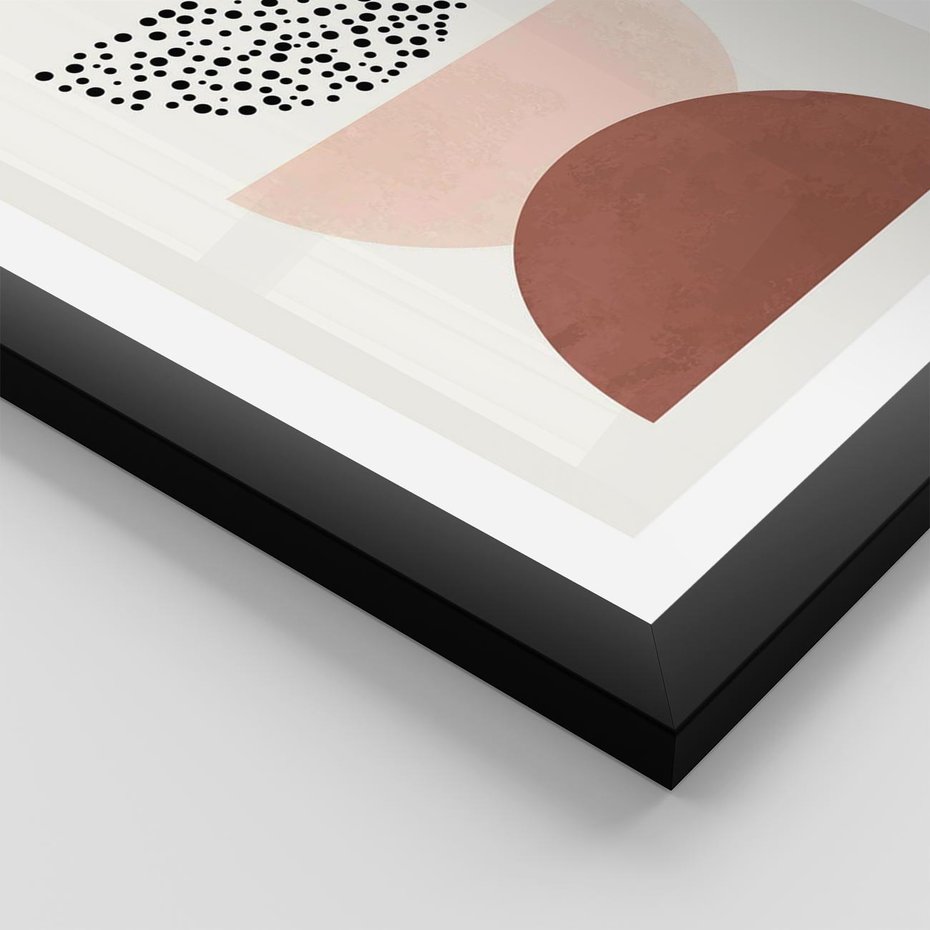 Plakat w ramie 40x50 - Geometryczna Harmonia w Brązach i Beżach - geometryczne kształty, brązy i beże - rama czarna