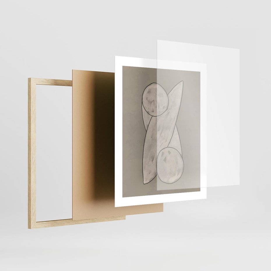 Plakat w ramie 40x50 - Zaklęte Anomalie - nowoczesna geometryczna sztuka, loftowe wnętrze - rama drewno