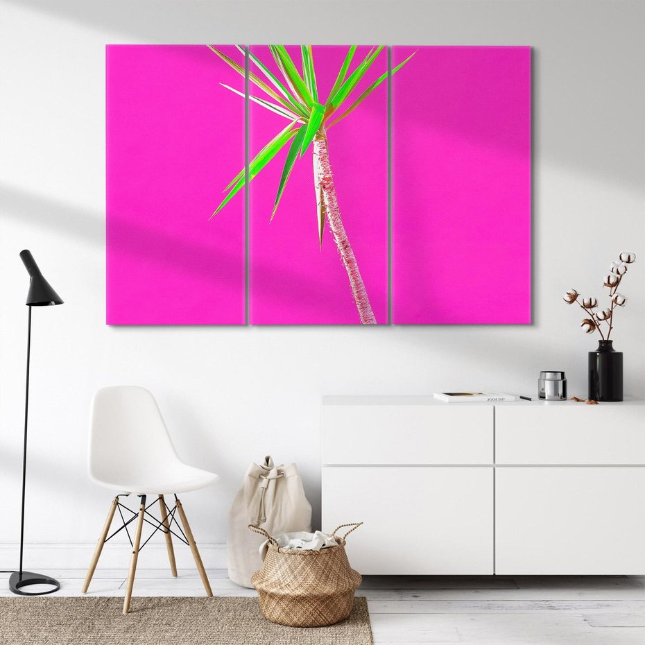 Obraz na płótnie 120x80 - Retro Stylizacja - palma, liście